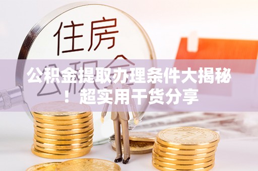 甘孜公积金提取办理条件大揭秘！超实用干货分享